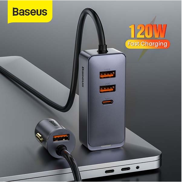 Baseus CCBT-B0G Share Together PPS Multi-port Fast Charging Car Charger with Extension Cable