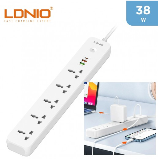 LDNIO SC5319 Multi Socket Extension Lead with 5 AC 3 USB Power Socket Plug Extender 2M