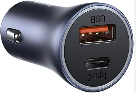 Baseus Golden Contactor Pro Dual Quick Charger Car Charger USB and Type C 40W - Dark Gray