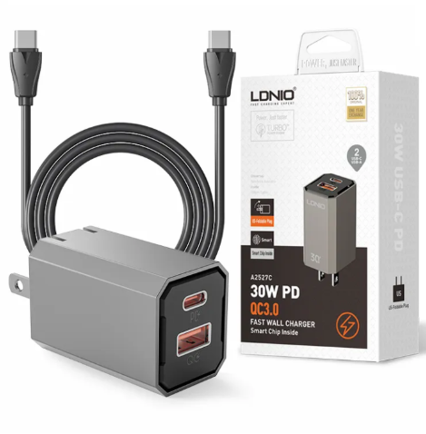 LDNIO A2527C 30W US 90° Foldable Plug Fast Charger