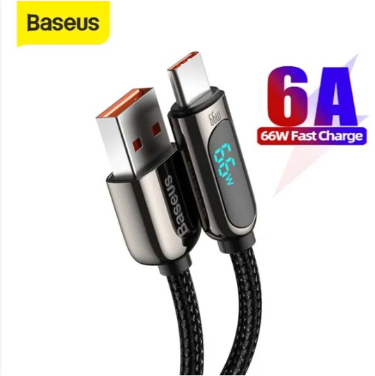 Baseus 66W 1m USB to Type-C Display Fast Charging Data Cable (CASX020001) - Black