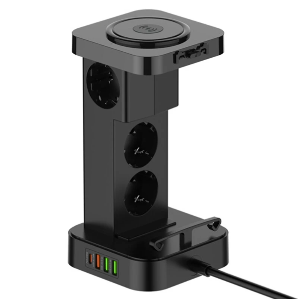 LDNIO SEW4485 Multiple 2500w Tower Power Strip 32W USB Output With Wireless Charging