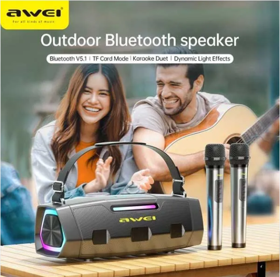 Awei KT28 Portable Karaoke Bluetooth Speaker with Dual Wireless Microphone