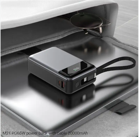 Acefast M21 20,000mAh 65W Power Bank with Attached Type-C Cable