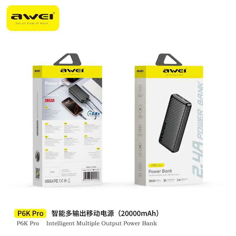 Awei P6K Pro 20000mAh Multiple Output Fast Power Bank