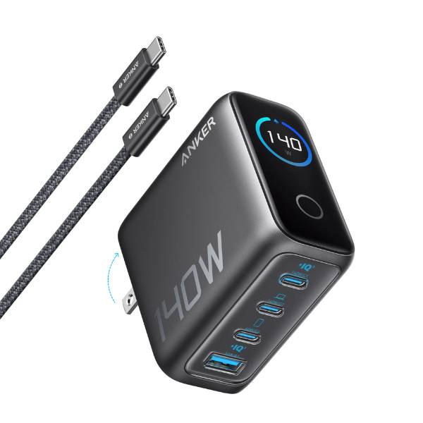 Anker Laptop Charger 140W 4-Port PD 3.1 with Touch Control USB-C Cable (B2697)